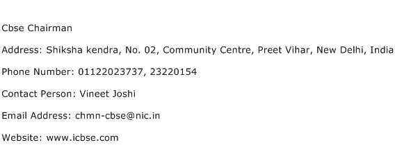 Cbse Chairman Address Contact Number