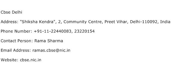 Cbse Delhi Address Contact Number