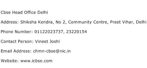 Cbse Head Office Delhi Address Contact Number