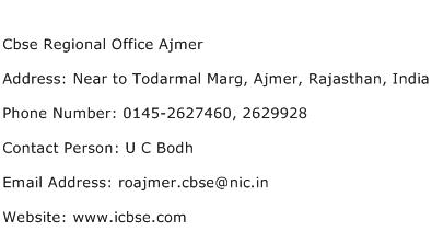 Cbse Regional Office Ajmer Address Contact Number