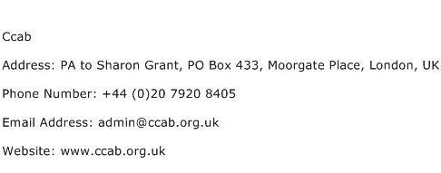 Ccab Address Contact Number