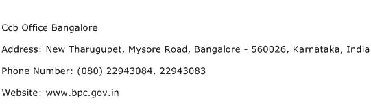 Ccb Office Bangalore Address Contact Number