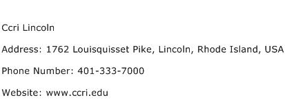 Ccri Lincoln Address Contact Number