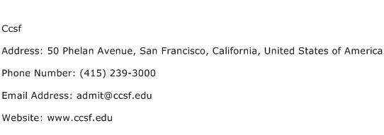 Ccsf Address Contact Number