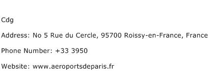 Cdg Address Contact Number