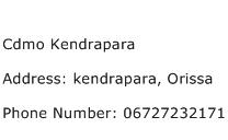 Cdmo Kendrapara Address Contact Number