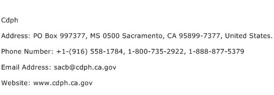 Cdph Address Contact Number