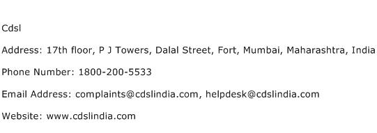 Cdsl Address Contact Number