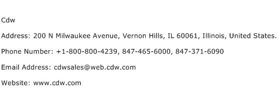 Cdw Address Contact Number