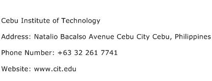 Cebu Institute of Technology Address Contact Number