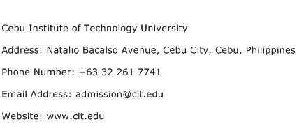 Cebu Institute of Technology University Address Contact Number