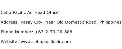 Cebu Pacific Air Head Office Address Contact Number