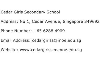 Cedar Girls Secondary School Address Contact Number