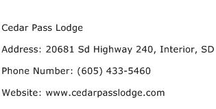 Cedar Pass Lodge Address Contact Number