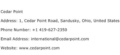 Cedar Point Address Contact Number