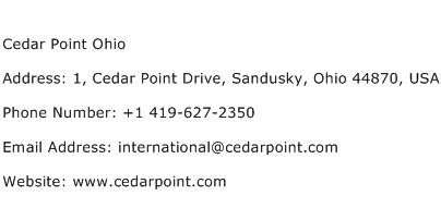 Cedar Point Ohio Address Contact Number