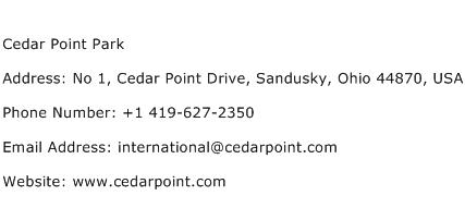 Cedar Point Park Address Contact Number