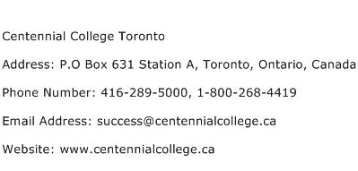 Centennial College Toronto Address Contact Number