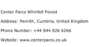 Center Parcs Whinfell Forest Address Contact Number