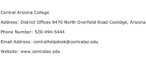 Central Arizona College Address Contact Number