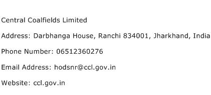 Central Coalfields Limited Address Contact Number