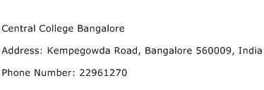 Central College Bangalore Address Contact Number
