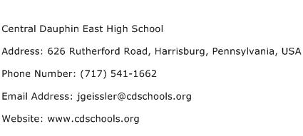 Central Dauphin East High School Address Contact Number
