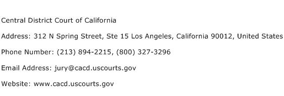 Central District Court of California Address Contact Number