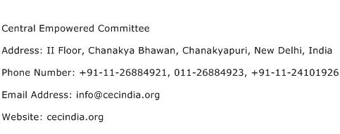 Central Empowered Committee Address Contact Number