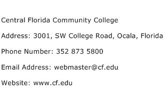 Central Florida Community College Address Contact Number