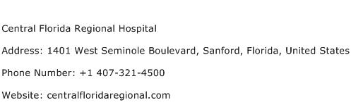 Central Florida Regional Hospital Address Contact Number