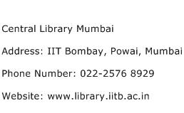 Central Library Mumbai Address Contact Number