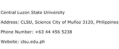 Central Luzon State University Address Contact Number