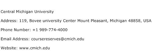 Central Michigan University Address Contact Number
