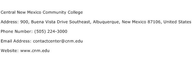 Central New Mexico Community College Address Contact Number