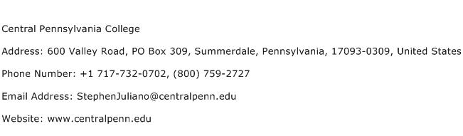 Central Pennsylvania College Address Contact Number