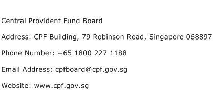 Central Provident Fund Board Address Contact Number