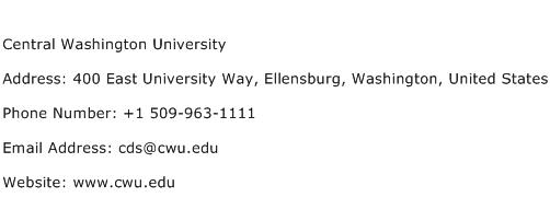 Central Washington University Address Contact Number