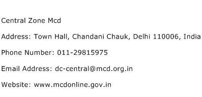 Central Zone Mcd Address Contact Number