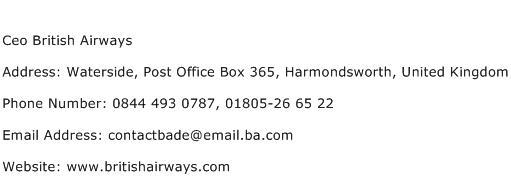 Ceo British Airways Address Contact Number
