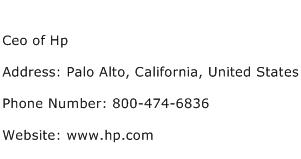 Ceo of Hp Address Contact Number