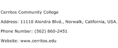 Cerritos Community College Address Contact Number