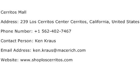 Cerritos Mall Address Contact Number