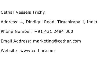 Cethar Vessels Trichy Address Contact Number
