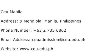 Ceu Manila Address Contact Number