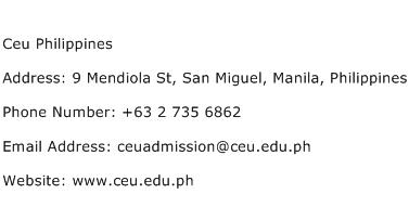 Ceu Philippines Address Contact Number