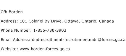 Cfb Borden Address Contact Number