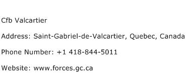 Cfb Valcartier Address Contact Number