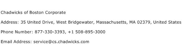 Chadwicks of Boston Corporate Address Contact Number