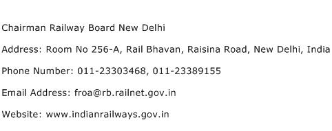 Chairman Railway Board New Delhi Address Contact Number